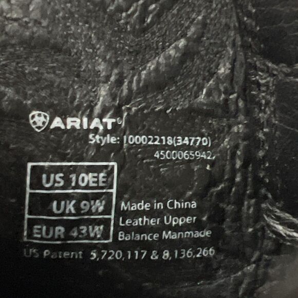 Ariat Heritage Deertan Men's Black Leather Cowboy Boots Size 10 EE Western - Picture 11 of 12